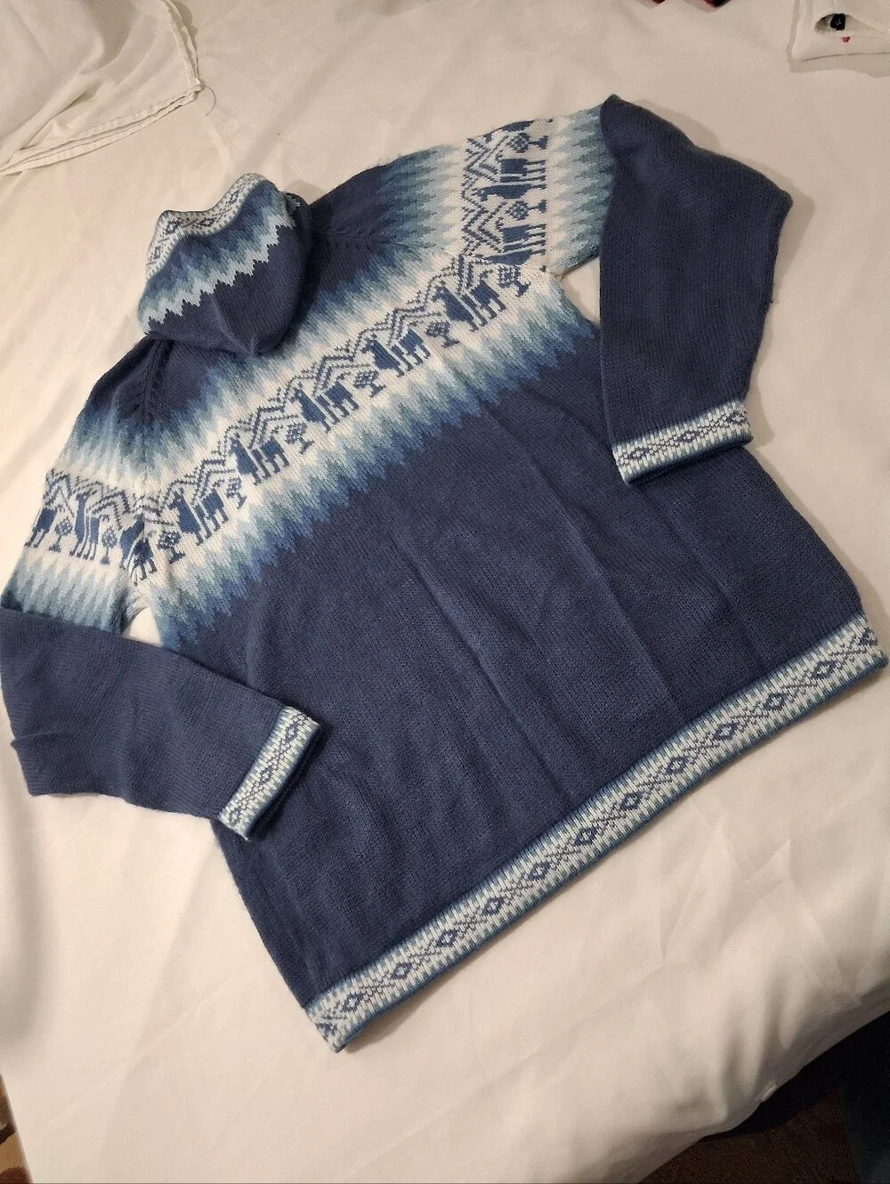 Alpaca Wool Peruvian Zip Up Cardigan Sweater With Pockets Hooded